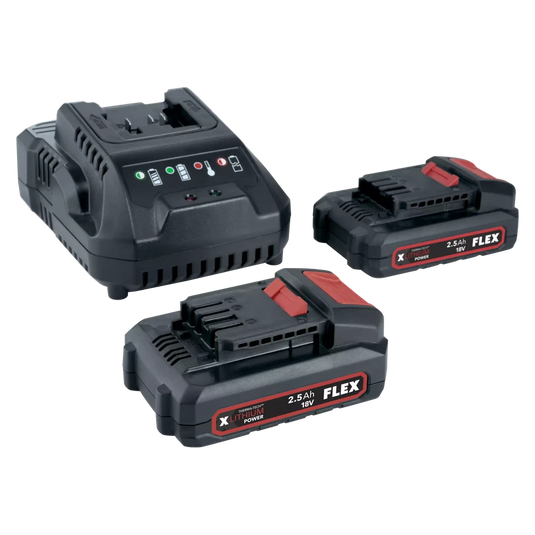 FLEX P-Set 22 Q/BS Rapid Charger + 2 x 2.5AH Batteries-Cartec UK