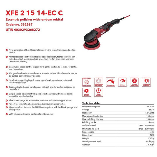 FLEX XFE (mk2) 15 14-EC C Dual Action Polisher-Cartec UK