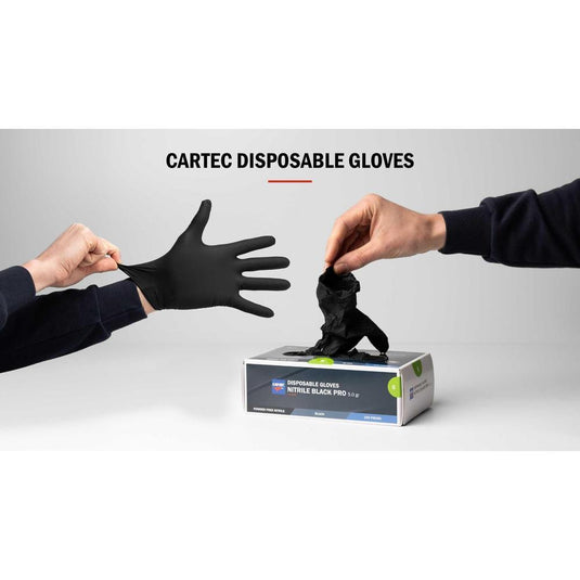 NEW Cartec Black Nitrile Disposable Gloves 5.0gr (Box 100)-Cartec UK