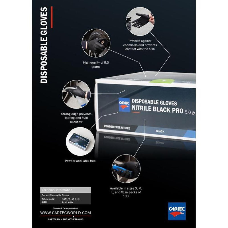 Load image into Gallery viewer, NEW Cartec Black Nitrile Disposable Gloves 5.0gr (Box 100)-Cartec UK
