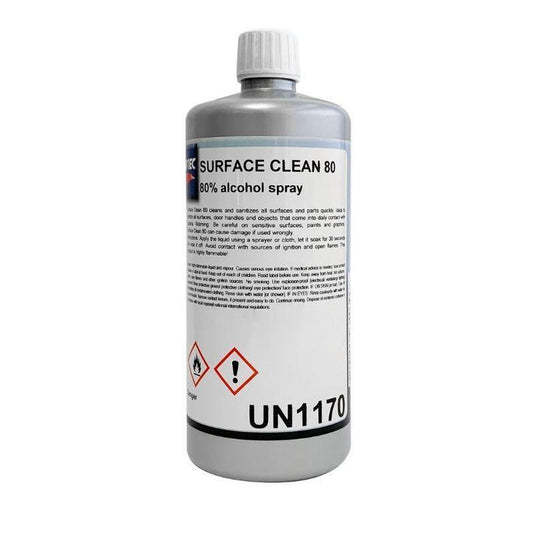 1Ltr SurfaceCleaner 80 Sanitising Liquid (80%)-Cartec UK