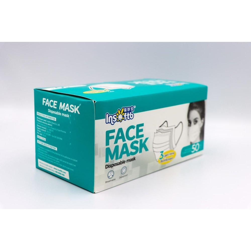 (50 pack) 3 PLY DISPOSABLE FACE MASK