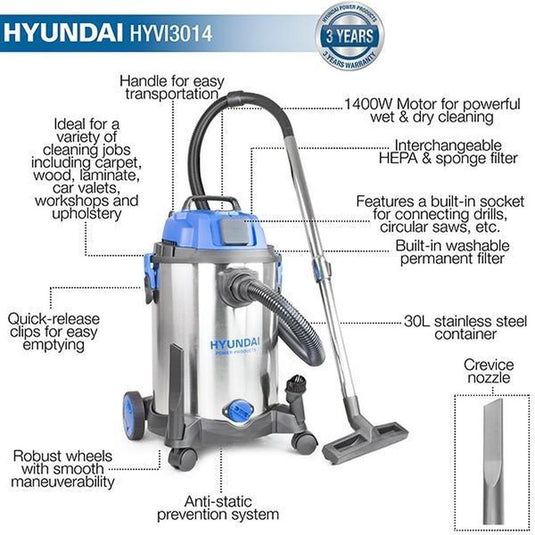 Hyundai 1400W 3in1 Wet&Dry Vacuum-Cartec UK