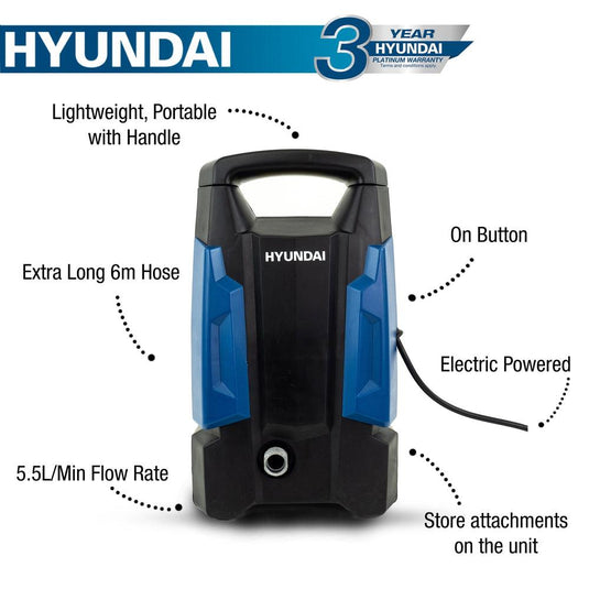 Hyundai 1700W 1740psi / 120bar Electric Pressure Washer-Cartec UK