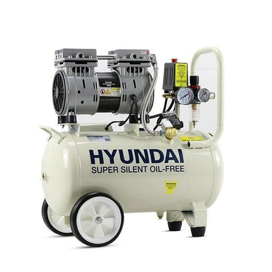 Hyundai 24 Litre Air Compressor, 5.2CFM/100psi, Silenced, Oil Free, 2 Year Warranty | HY7524-Cartec UK
