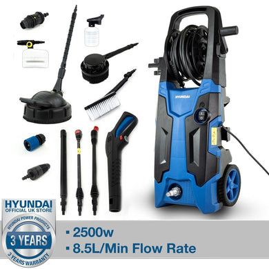 Hyundai 2500W 2610psi 180bar Electric Pressure Washer With 8.5L/Min Flow Rate-Cartec UK