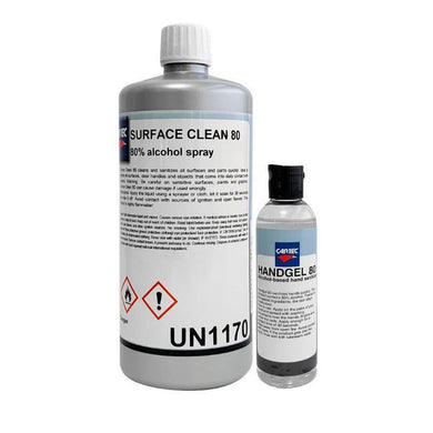 Sanitising Kit (200ml HandGel 80 & 1Ltr SurfaceCleaner 80)-Cartec UK